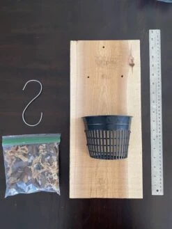 Outdoor Orchid Mount Kit On A Cedar Board With A 5 Inch Mesh Pot! FREE SHIPPING - FOR NOW! -Green Aura Orchid mount kit 1